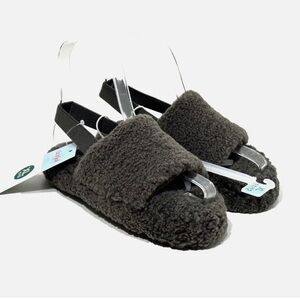 Cat & Jack Toddler Avi Single Strap Faux Shearling Slippers Gray